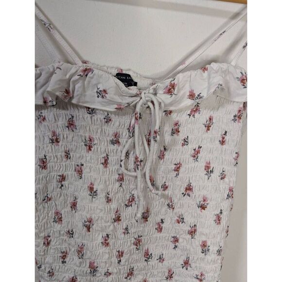 American Eagle Smocked Floral Ruffle Crop Top Cami Tank - Size M - Picture 3 of 5